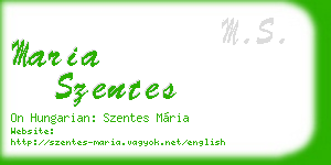 maria szentes business card